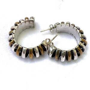 Vintage Taxco Laton Mexican Sterling Brass Modernist Earrings Heavy